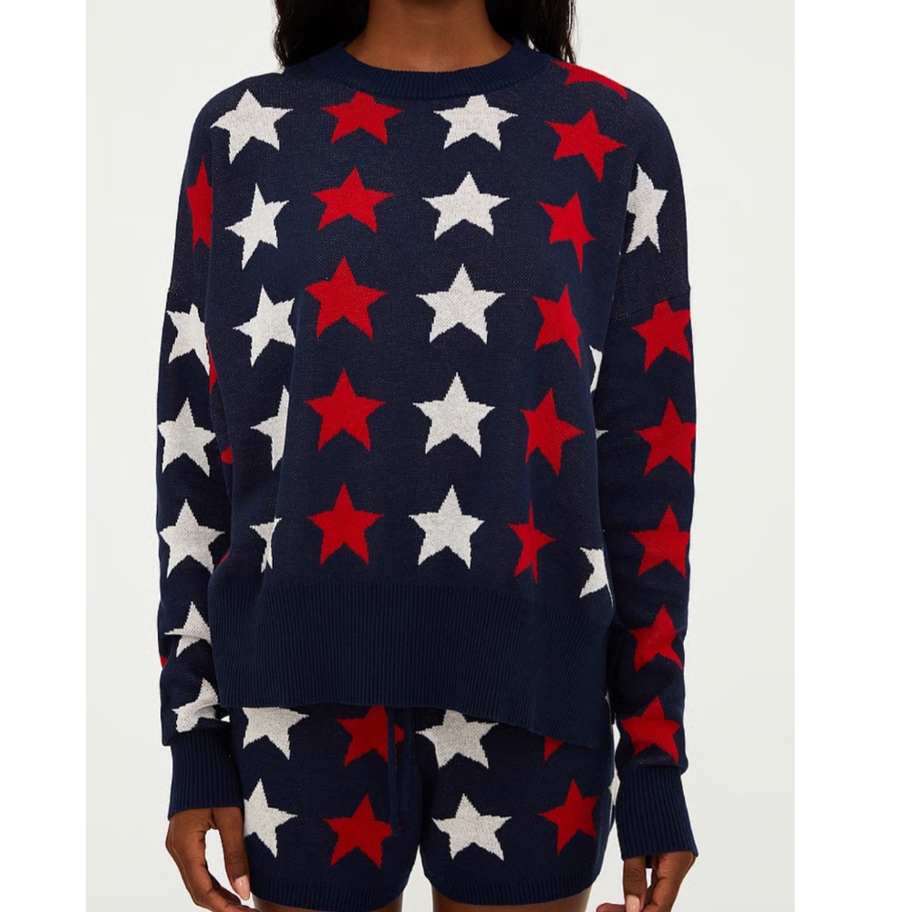 Beach Riot Callie Sweater Americana Stars Red White Blue